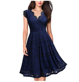 Foreign trade European and American women's retro lace V-neck sleeveless cocktail skirt