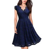Foreign trade European and American women's retro lace V-neck sleeveless cocktail skirt