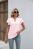 Summer casual V-neck solid color ruffled fly sleeve loose T-shirt top
