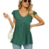 Spring/Summer New European and American Women's Wear Explosive Product V-neck Pit Stripe Pleated Doll Shirt Sleeveless Dress