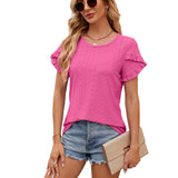 New European and American cross-border foreign trade women  short sleeve summer round neck solid color T-shirt